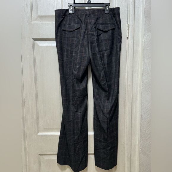 Calvin Klein Women 4 Charcoal Plaid Rayon Blend Wide Legs Casual Carrier Pants - Picture 2 of 12
